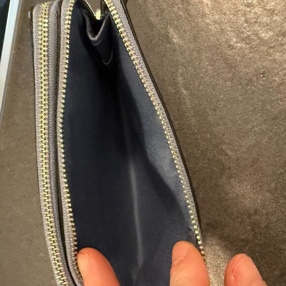 Coach Double Corner Zip Wristlet Light Blue Silver - Picture 4 of 6